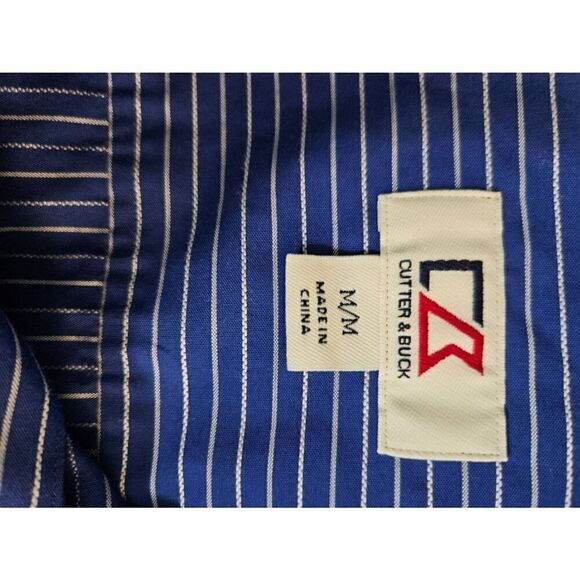 Cutter & Buck royal blue and white pinstriped button down blouse. Size M. - Picture 4 of 5